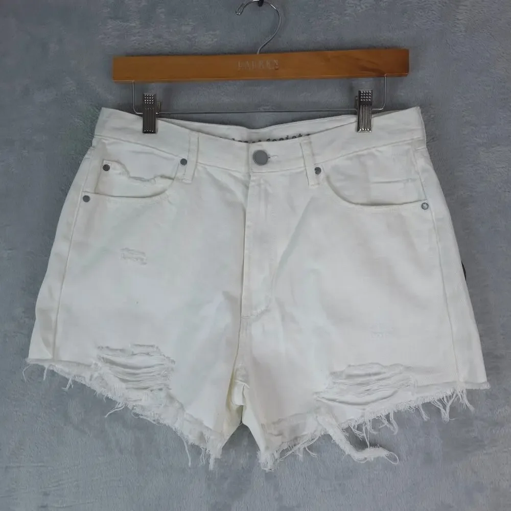 Articles of Society Shorts Womens 29 White‎ Cotton Distressed Cut Off 4